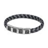 GUY LAROCHE ADAM STAINLESS-STEEL BRACELET WITH BLACK-DARK GREY LEATHER GLAGB0000201