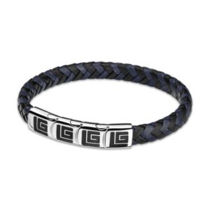 Guy Laroche GL ADAM STAINLESS-STEEL BRACELET WITH BLACK-DARK BLUE LEATHER GLAGB0000204