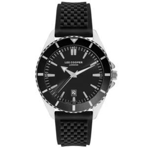 Lee Cooper Garrison Black Rubber Black Dial For Men